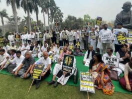 BRS MPs demand Centre to establish JPC on Adani during protest at Vijay Chowk