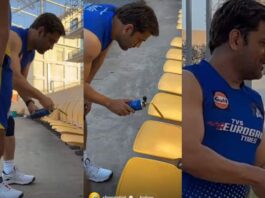 "Watch MS Dhoni Express His Love for Yellow by Painting Chairs at MA Chidambaram Stadium: A Heartwarming Video"