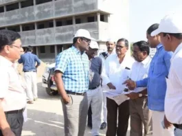 "Collector Rajiv Gandhi Hanumanthu Conducts Inspection of Minority School Projects in Nizamabad"