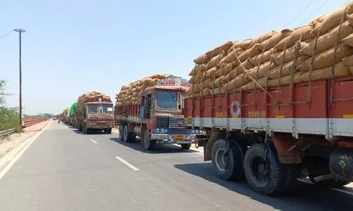 Tension arises due to blockage of AP grain lorries
