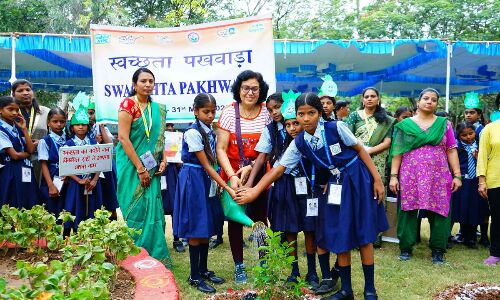 GEM girls raise awareness on cleanliness in NTPC township in Ramagundam