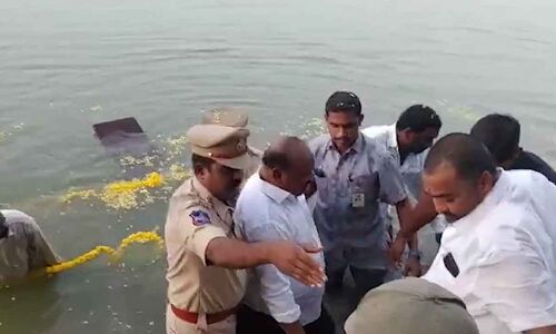 Boat capsizes in Karimnagar pond, but Gangula Kamalakar survives unharmed.