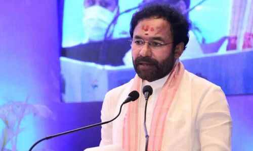 National flag hoisted by G Kishan Reddy during the formation of Telangana state at Golkonda Fort