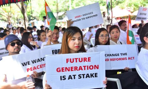 Protest by Manipur residents in Hyderabad