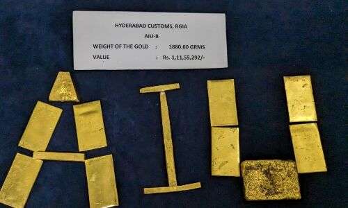 Hyderabad Customs confiscates gold weighing 3.74 kg valued at Rs2.29 cr