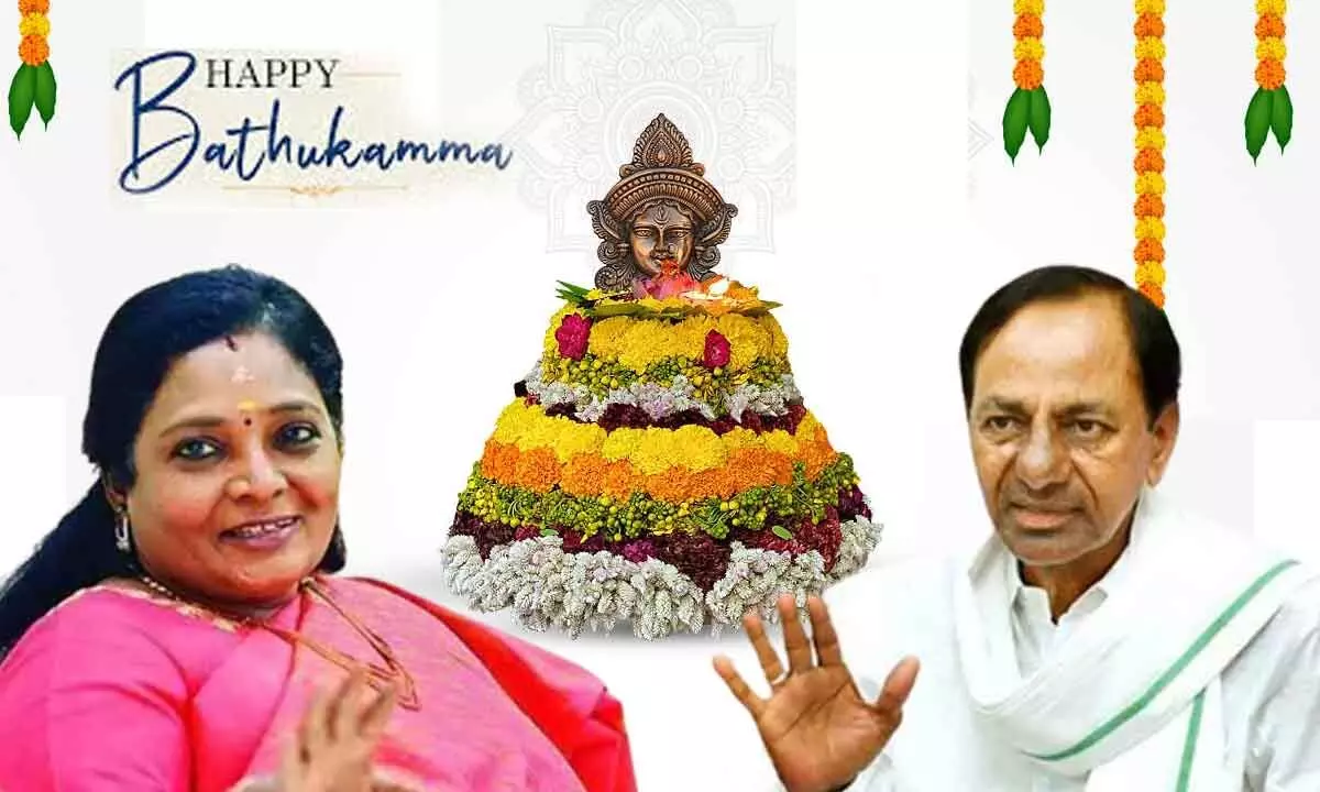 Bathukamma receives greetings from Governor Tamilisai and CM KCR