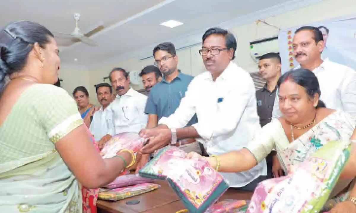 Distribution of Bathukamma sarees commences in Khammam