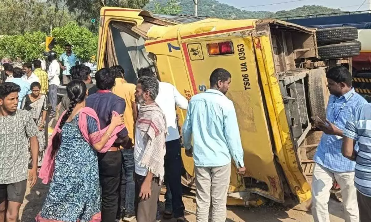 Overturned School Bus in Mahabubnagar Leaves 50 Injured