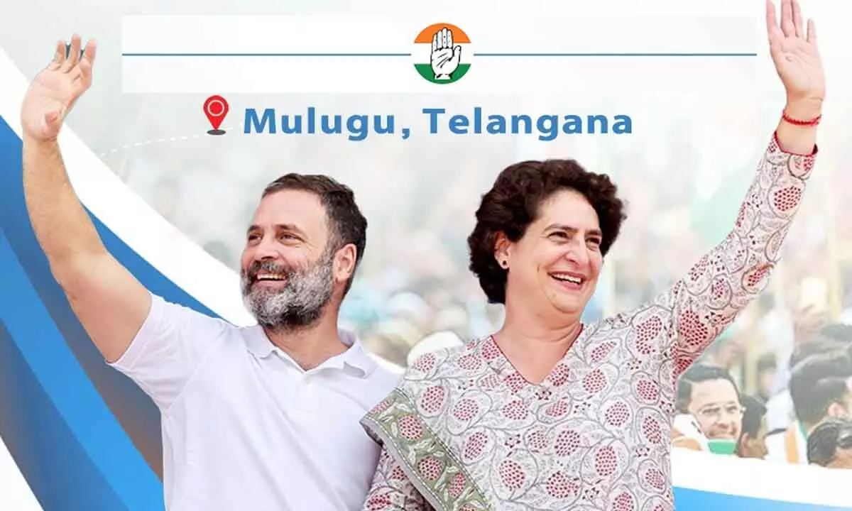 Rahul and Priyanka Gandhi commence Congress campaign in Mulugu, plan to tour Ramappa