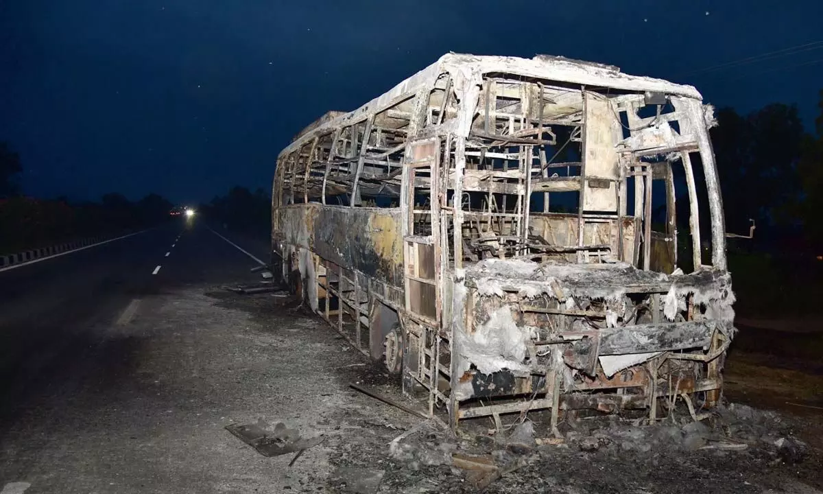 Bus Fire Claims Man's Life in Nalgonda