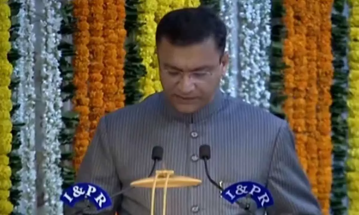 Protem Speaker Akbaruddin Owaisi receives oath from Governor