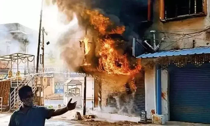 Shops on Footpath in Hyderabad's Shakepet Engulfed by Fire