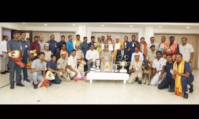 Winners of All India Police Duty Meet felicitated by DGP