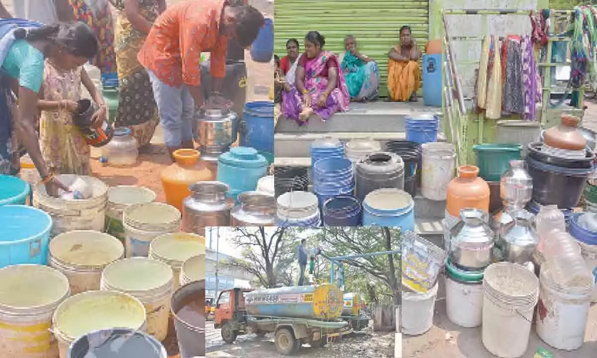 Hyderabad's parched areas face delays in Metro water tanker deliveries.