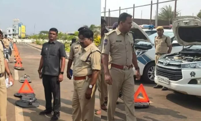 Police vehicles in Nagarkurnool inspected by SP