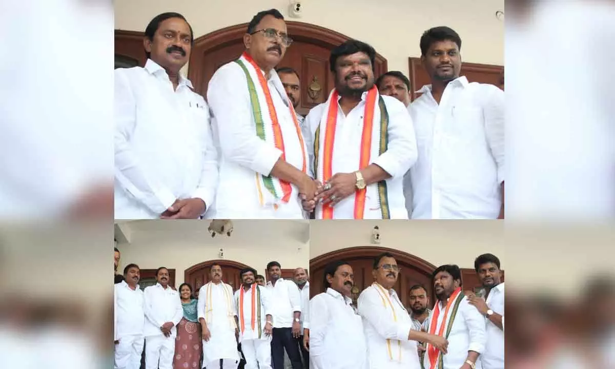 Satish Madiga, BJP state executive committee member, switches allegiance to Congress in the presence of TPCC senior vice president & former MP Dr. Malluravi