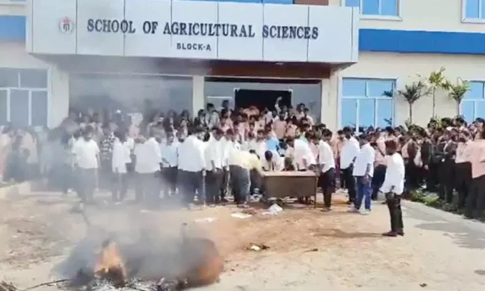 Students at Malla Reddy University protest