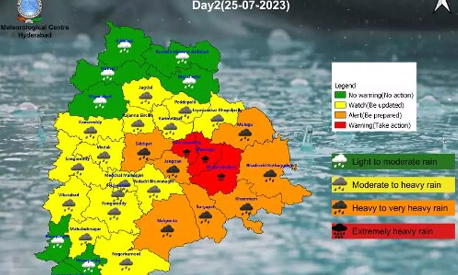 Telangana Braces for Four Days of Rain, Certain Districts on Yellow Alert