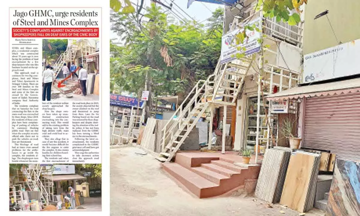 Tile dealers defiantly encroach on GHMC approach road