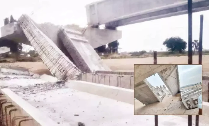 Bridge under construction collapses in Peddapalli