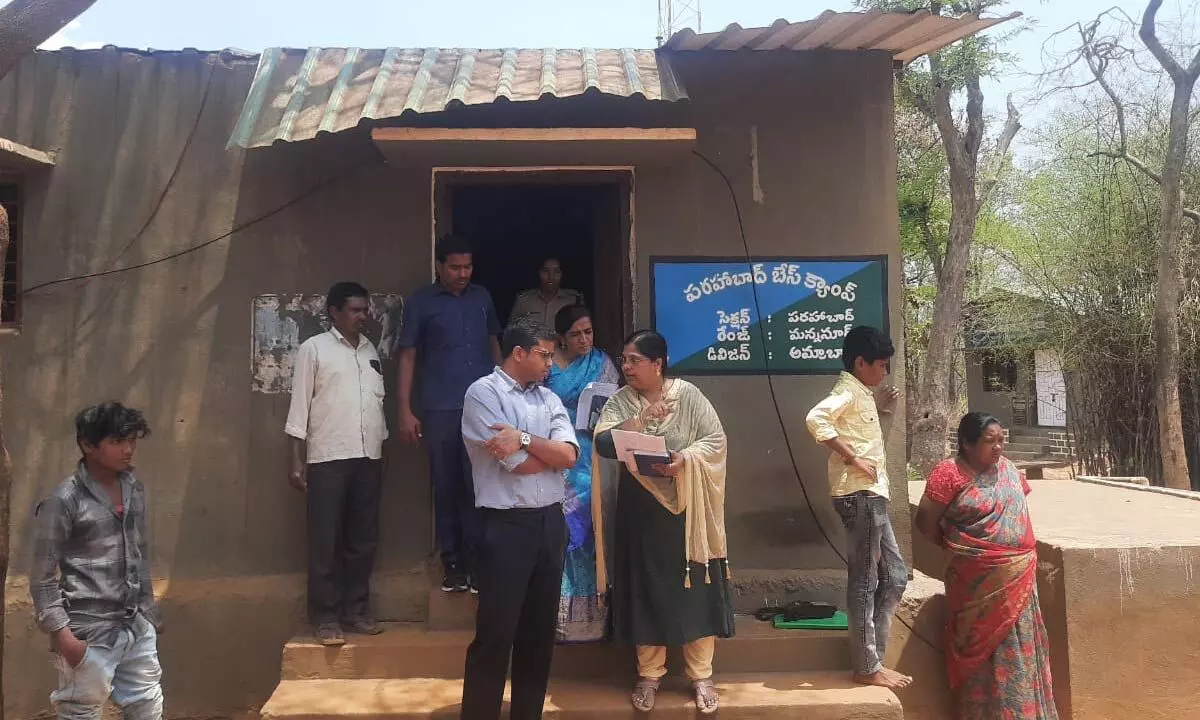 Uday Kumar, Collector, inspects polling stations in Nallamala Chenchu ​​Villages