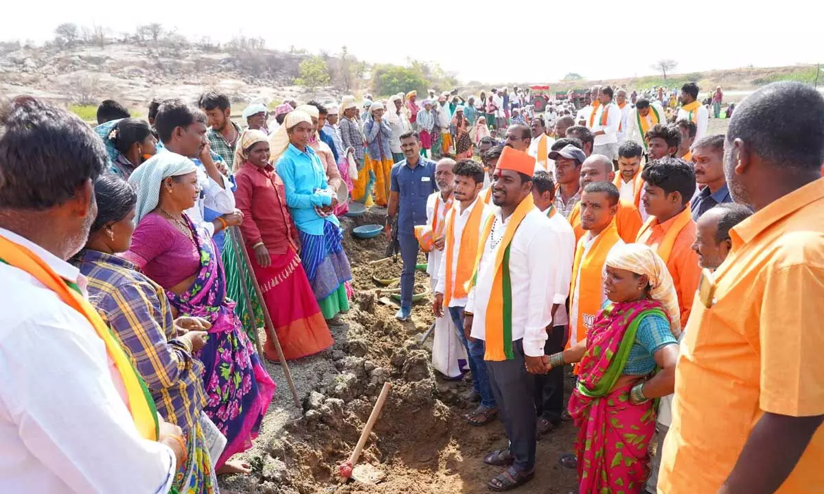 Potuganti Bharat Prasad, BJP MP candidate, takes part in election campaign