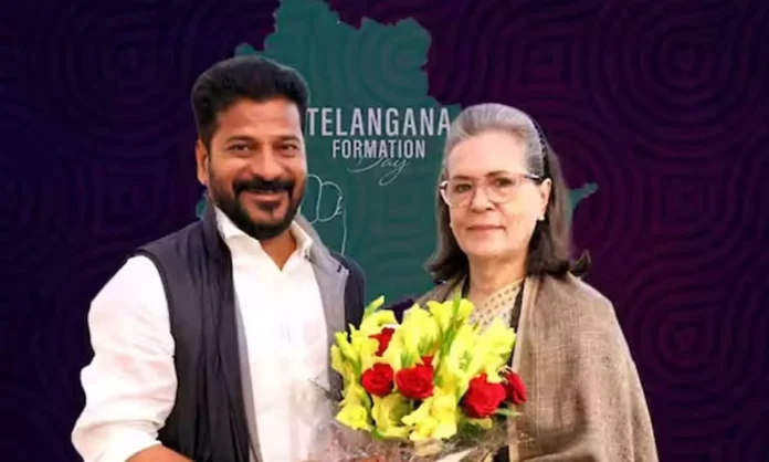 Revanth extends invitation to Sonia for Telangana State Formation Day.