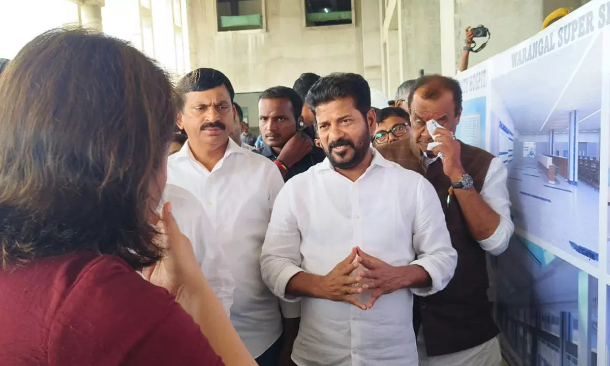 Revanth Reddy, CM, examines progress of Textile Park and Hospital Construction in Warangal