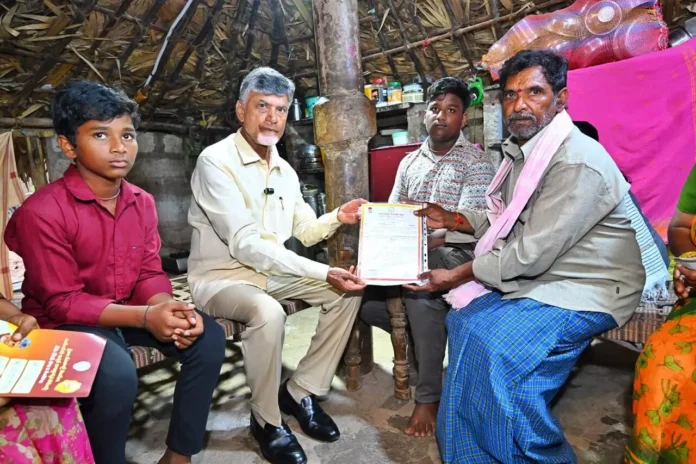 Chandrababu distributes pensions at Penumaka and threatens officials who follow Jagan's orders with shock treatment
