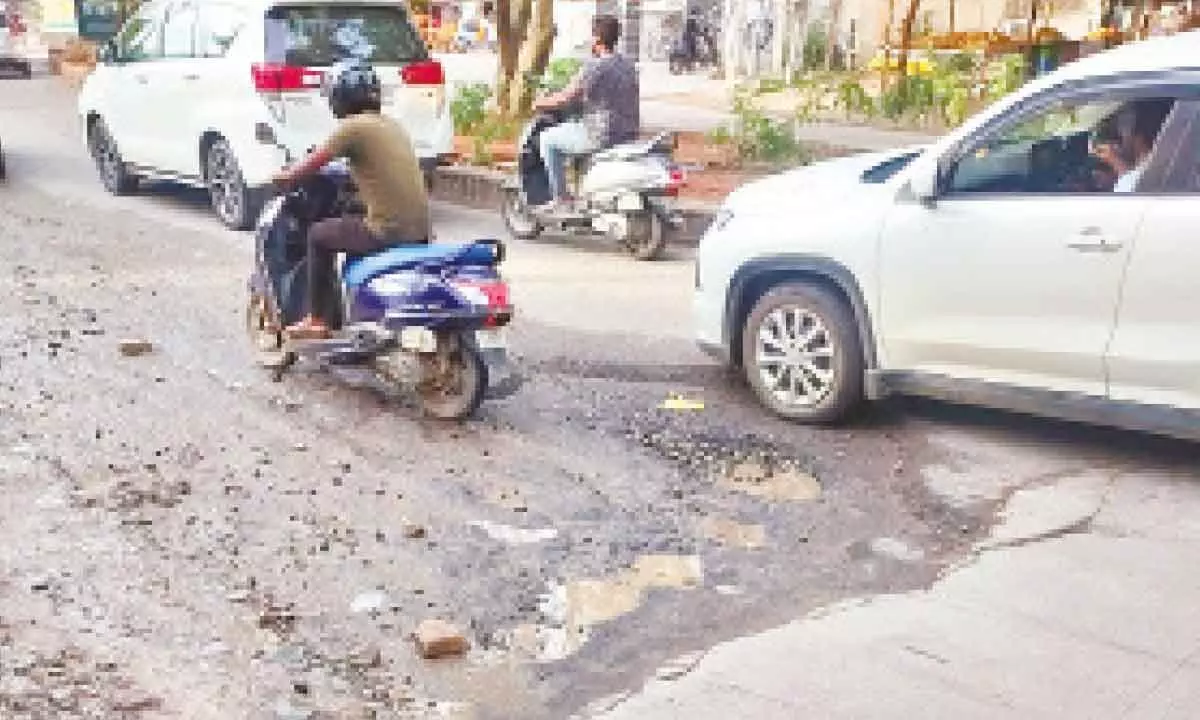 Commuters in Bachupally face nightmare due to potholed roads in Hyderabad