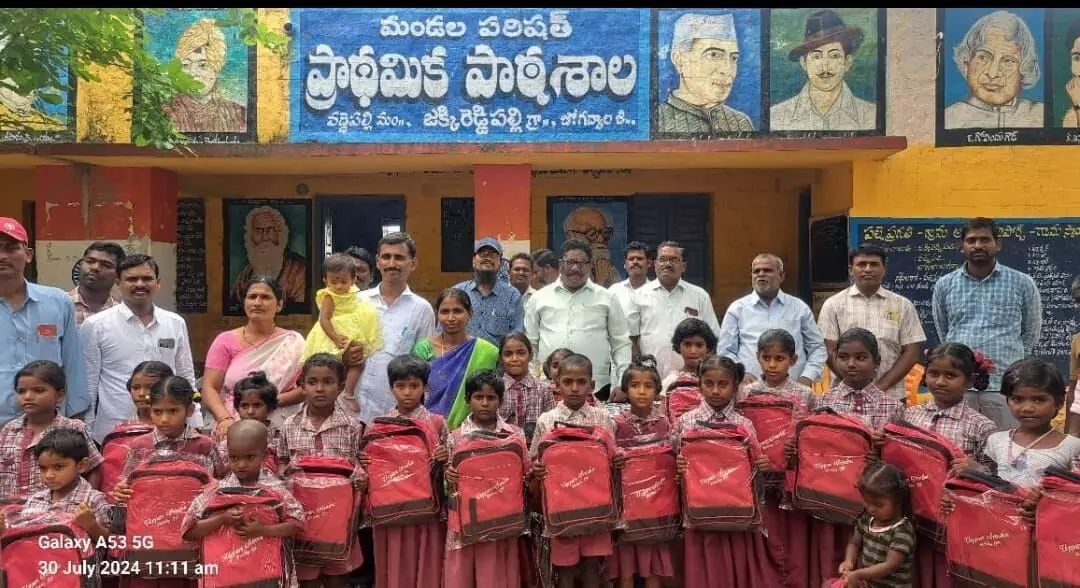 Teacher Donates School Bags on Daughter Srinitha's Birthday