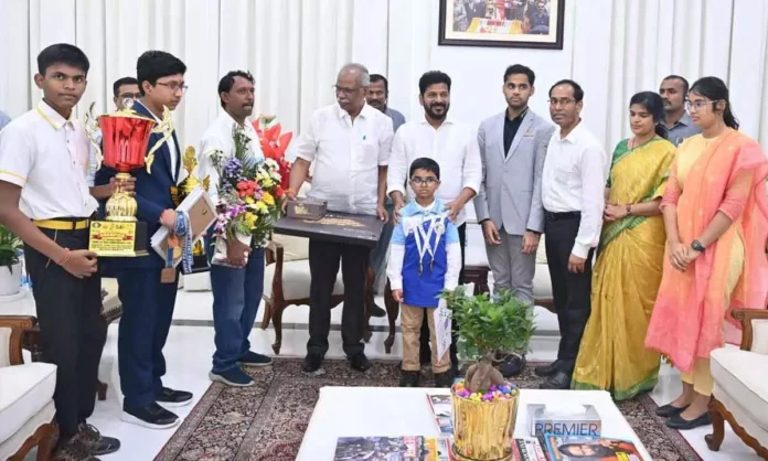 Telangana CM Revanth Reddy meets Indian Grand Master and chess players, praises their achievements