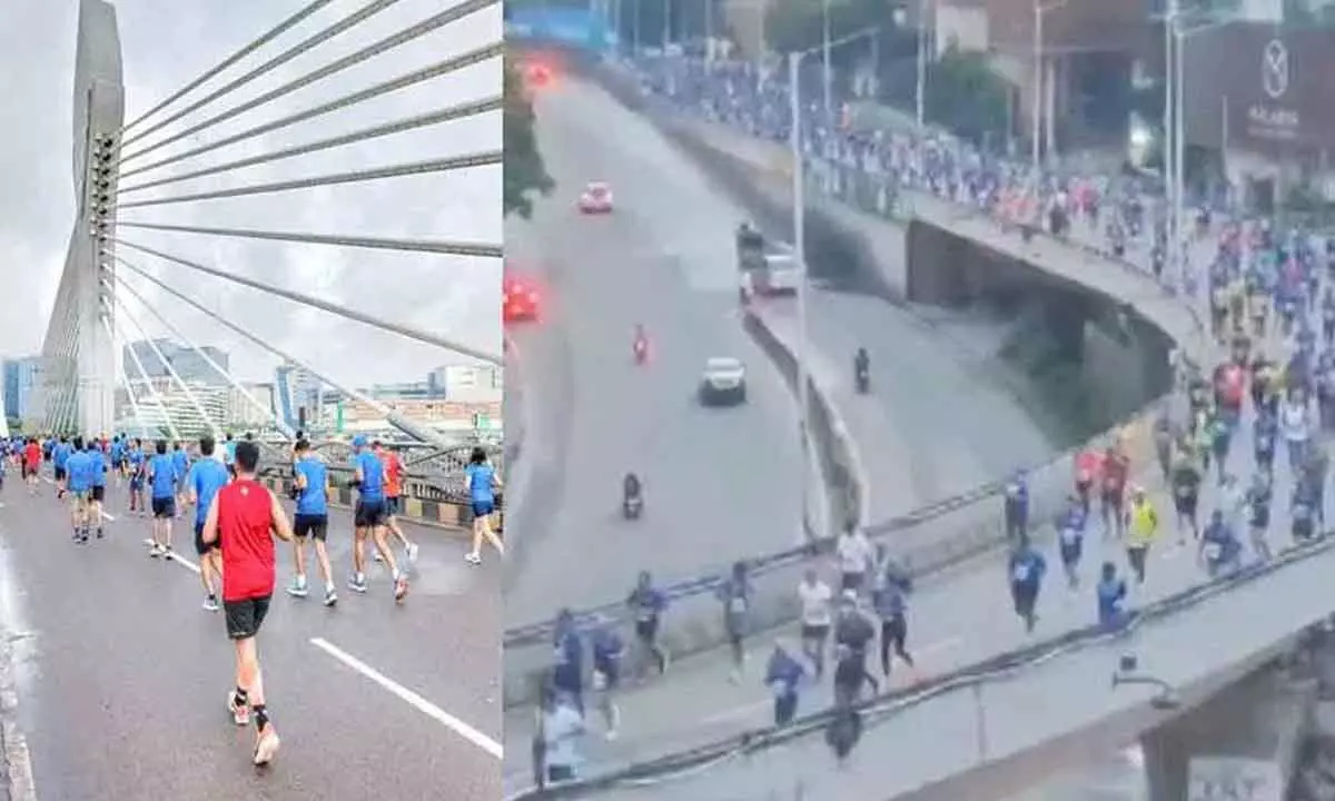 CP Srinivas Reddy Flags Off Marathon from Necklace Road to Gachibowli