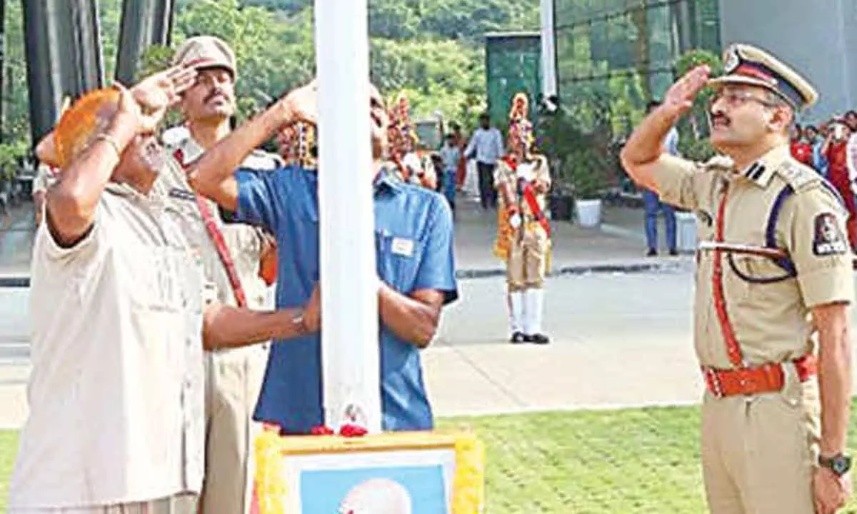 Hyderabad Joint Commissioner of Police Hoists National Flag at ICCC