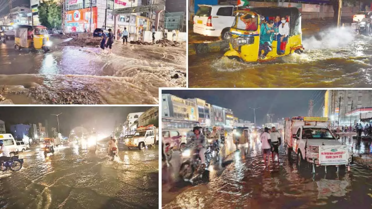 Hyderabad: Torrential rains disrupt traffic across parts of the city