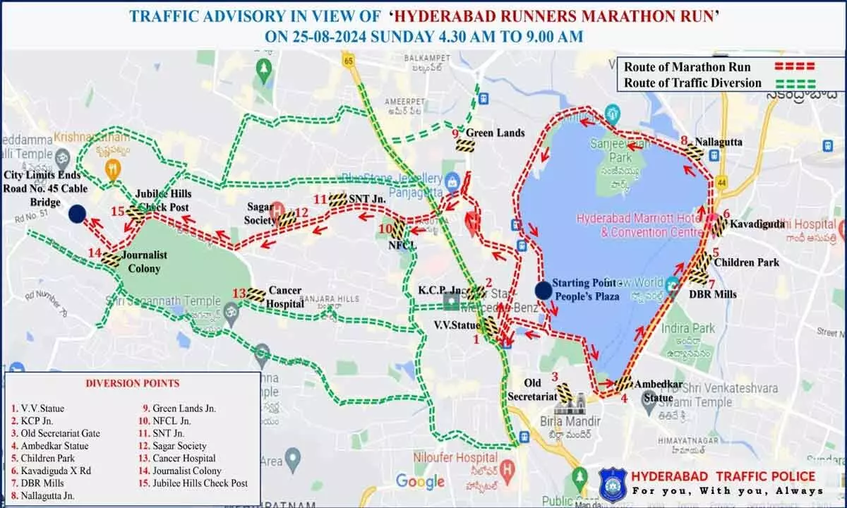 Traffic Advisory Issued in Hyderabad for August 25 Marathon Run