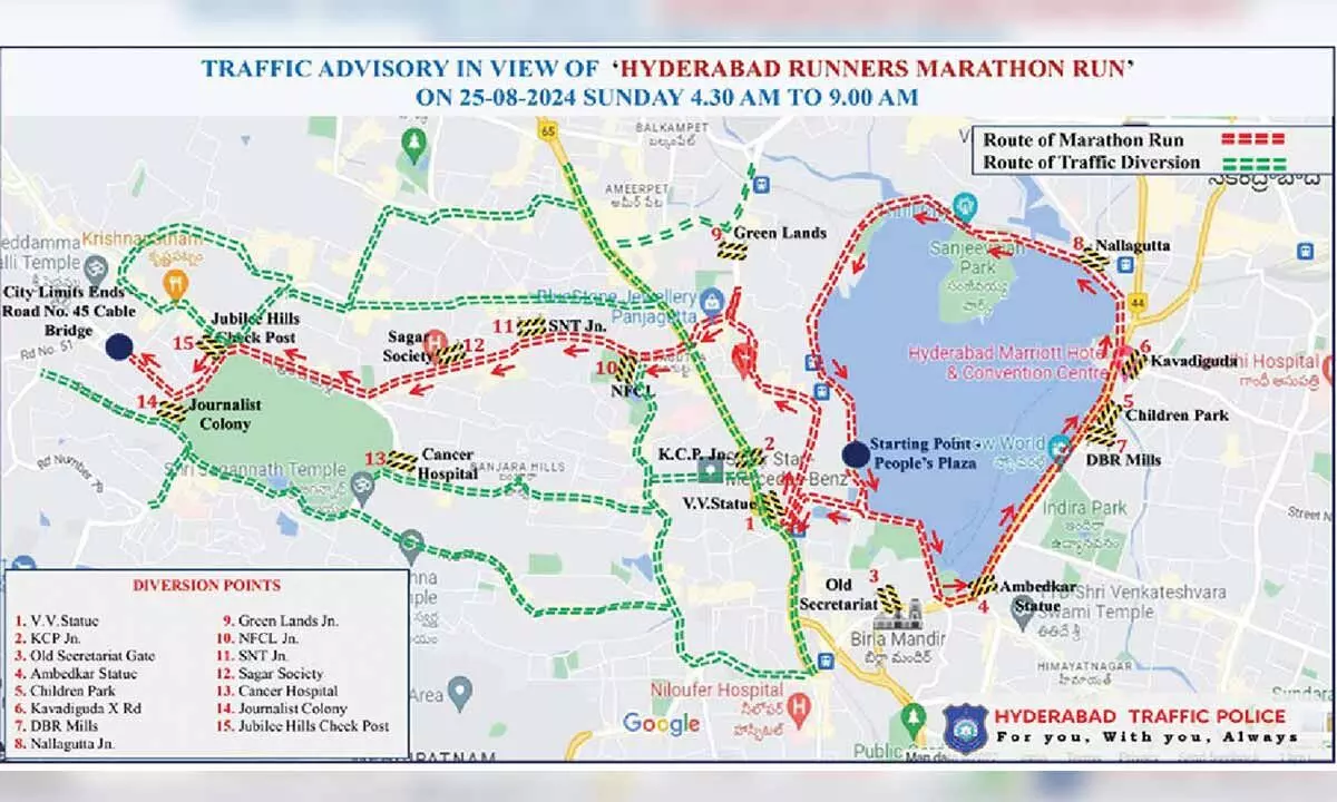 Traffic Restrictions in Place for Hyderabad Runners Marathon Tomorrow