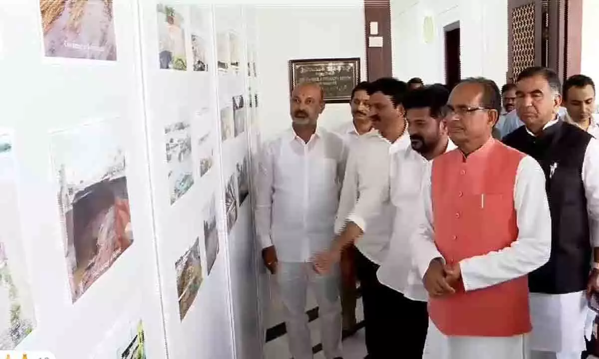 Central Ministers Assess Flood Damage at Photo Exhibition