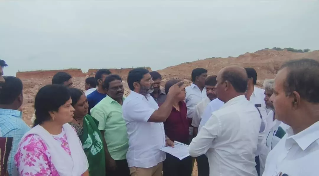 "Ex-MLA Sampath Kumar Surveys Proposed Site for New Integrated High School in Vaddepalli"