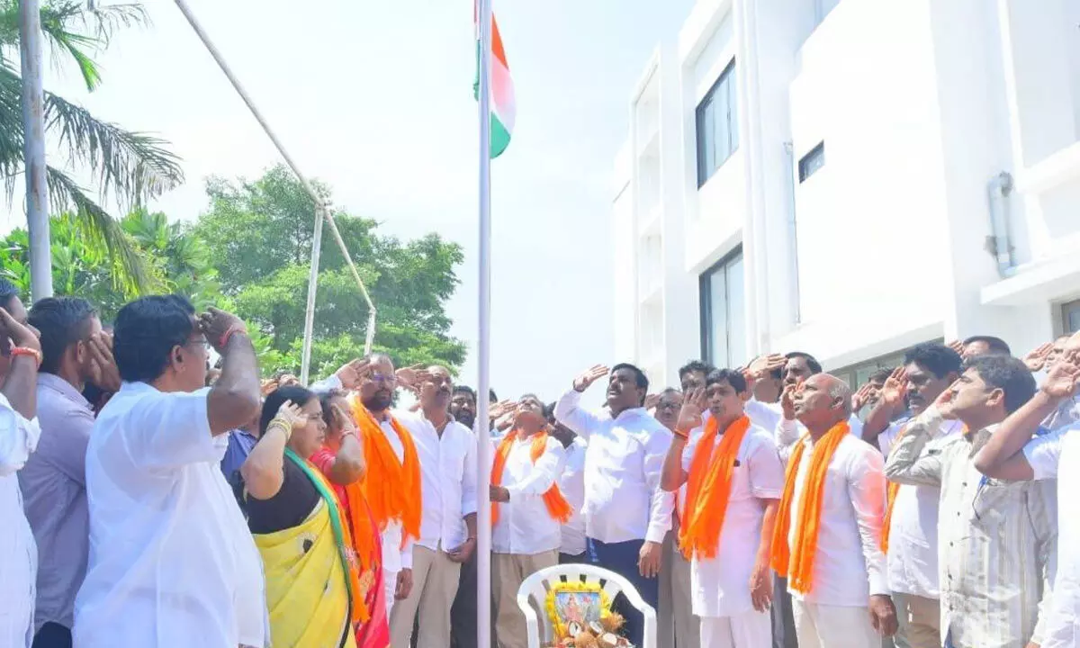 MLA Aleti Hoists National Flag