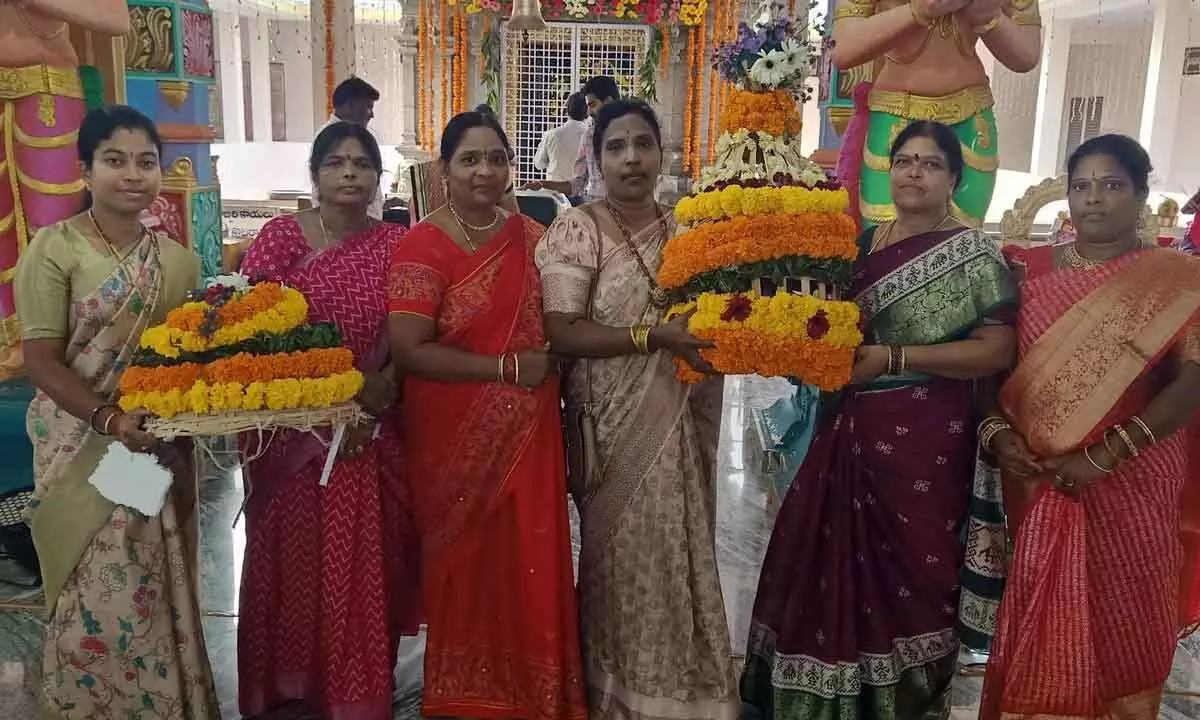 Bathukamma Festivities Held at Kanyaka Parameshwari Temple