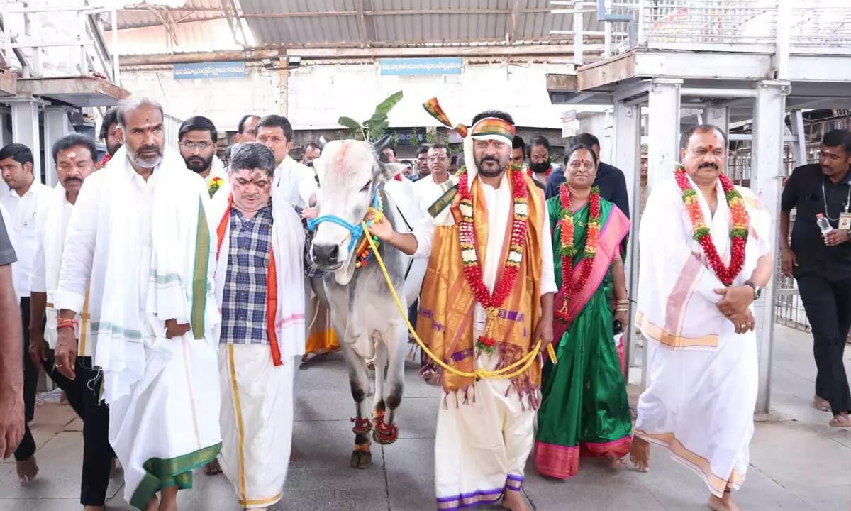 CM A. Revanth Reddy Conducts Special Prayers at Vemulawada Temple