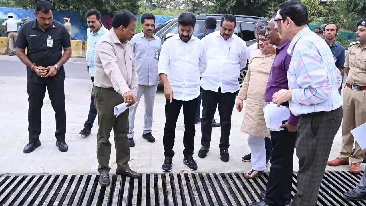 CM Revanth reviews rainwater sump construction at Lake View guest house