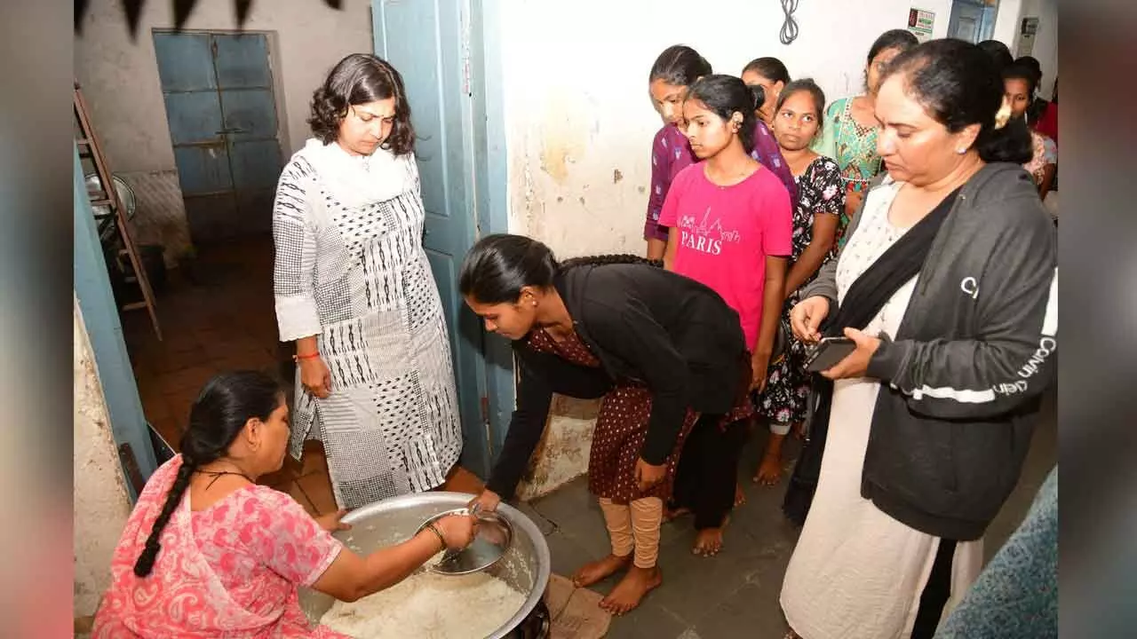 Collector Viziyendira Boi makes surprise visit to government college hostel