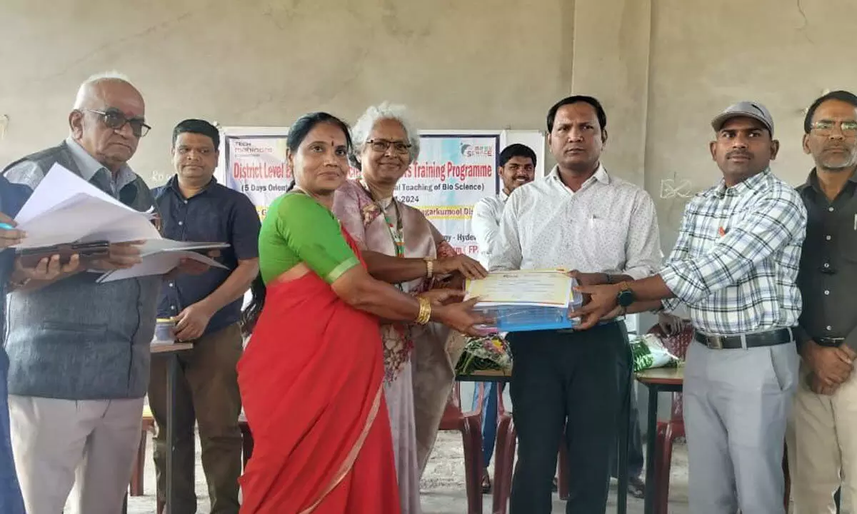 DEO Ramesh Kumar Hands Out Science Kits to Teachers