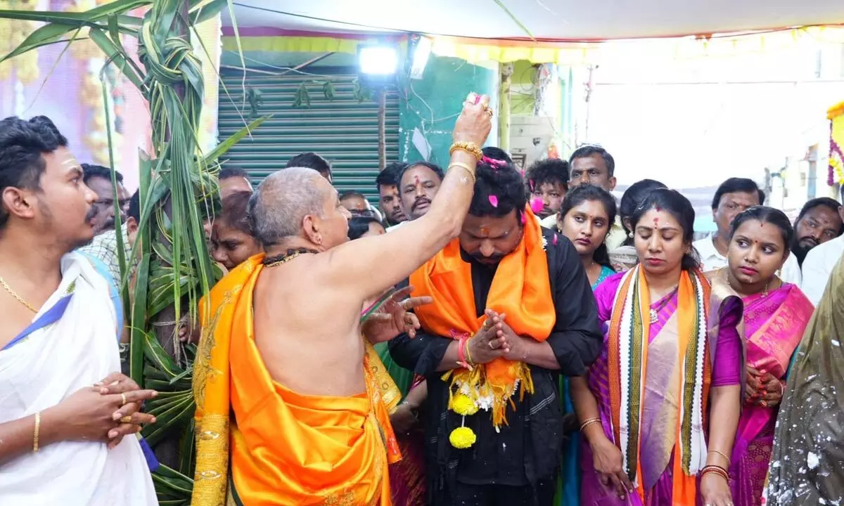 MLA Ganesh Attends Special Puja for Sri Muthialamma Devi