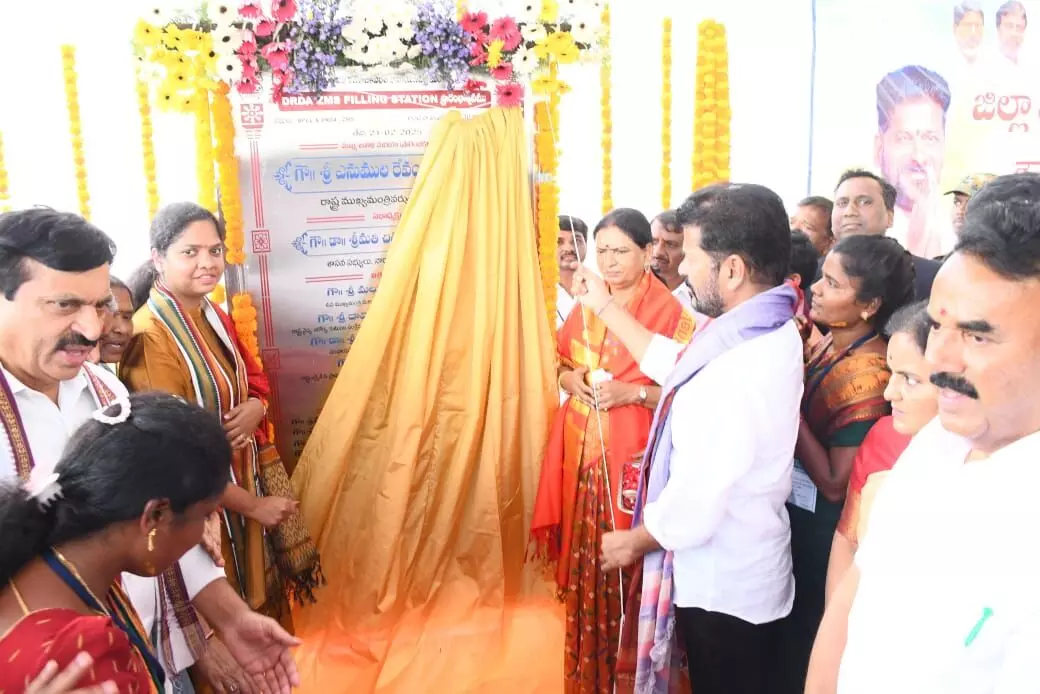 CM Revanth Opens Unique Mahila Samaikya Petrol Bunk in Narayanpet