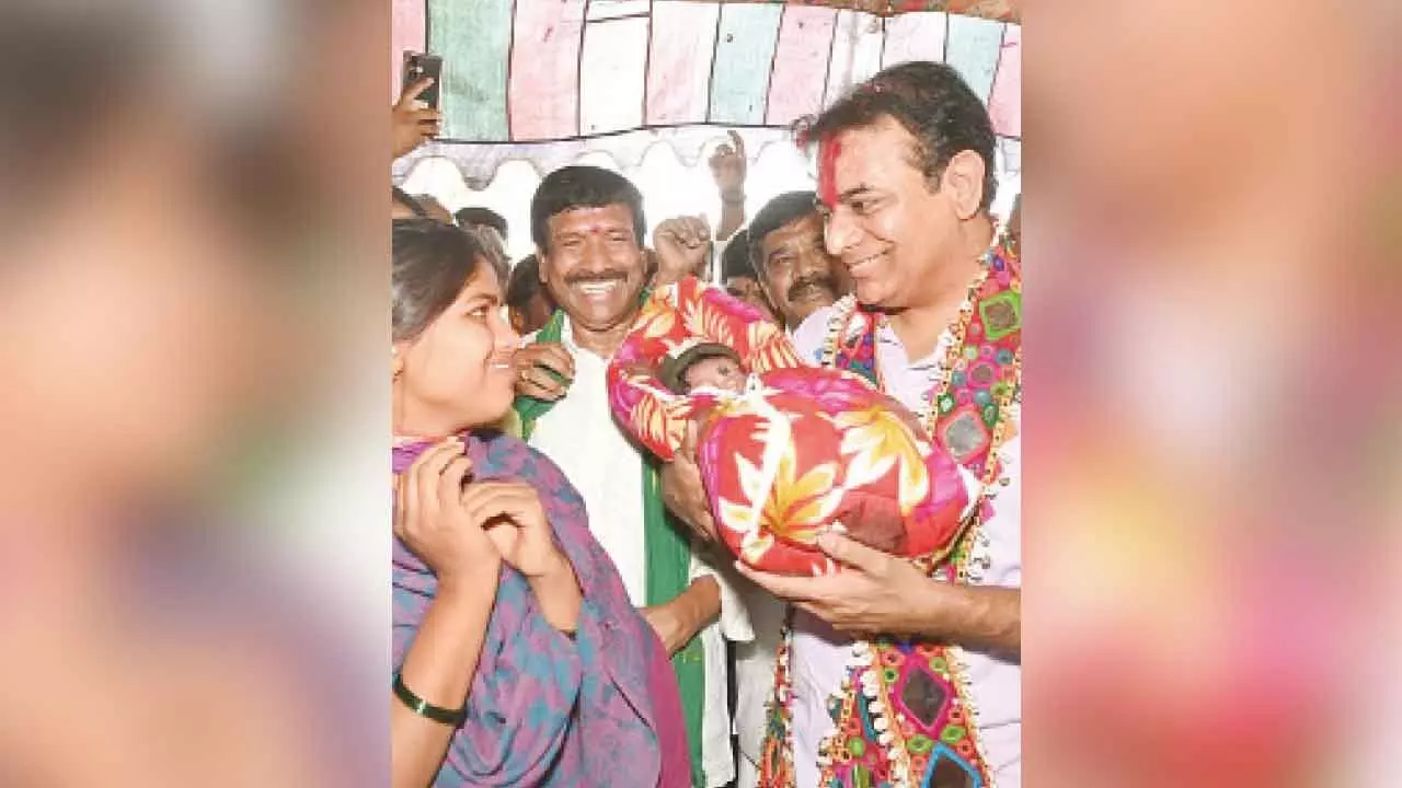 KTR names Lagacharla tribal icon’s baby ‘Bhumi Nayak’ as a tribute