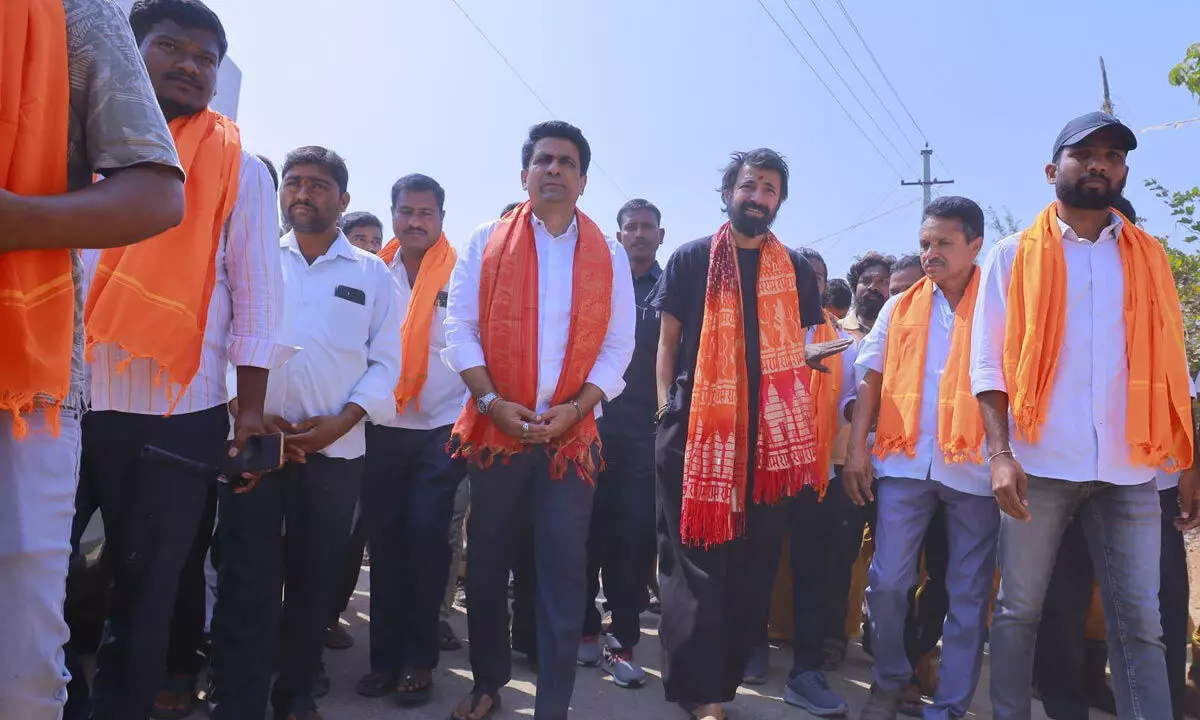 MLA Dr. Rajesh Reddy joins Director Nag Ashwin for Chhatrapati Shivaji statue unveiling.