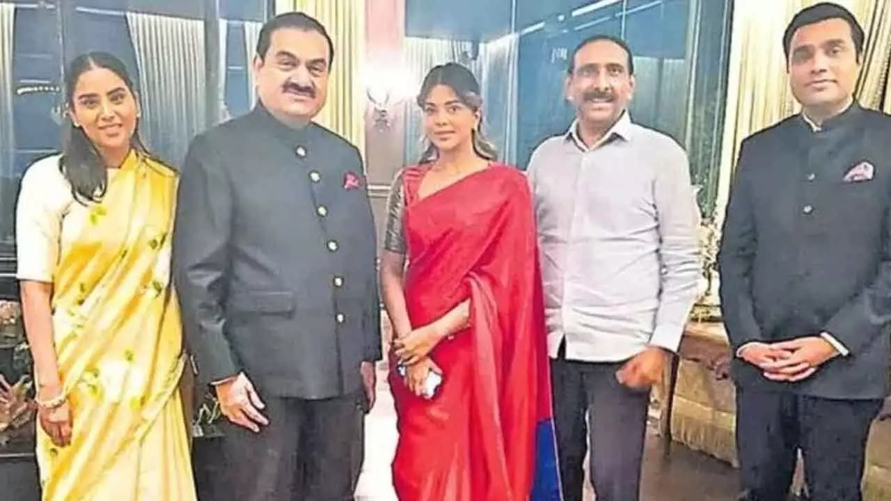 Adani visits the home of Boinapally Srinivasa Rao